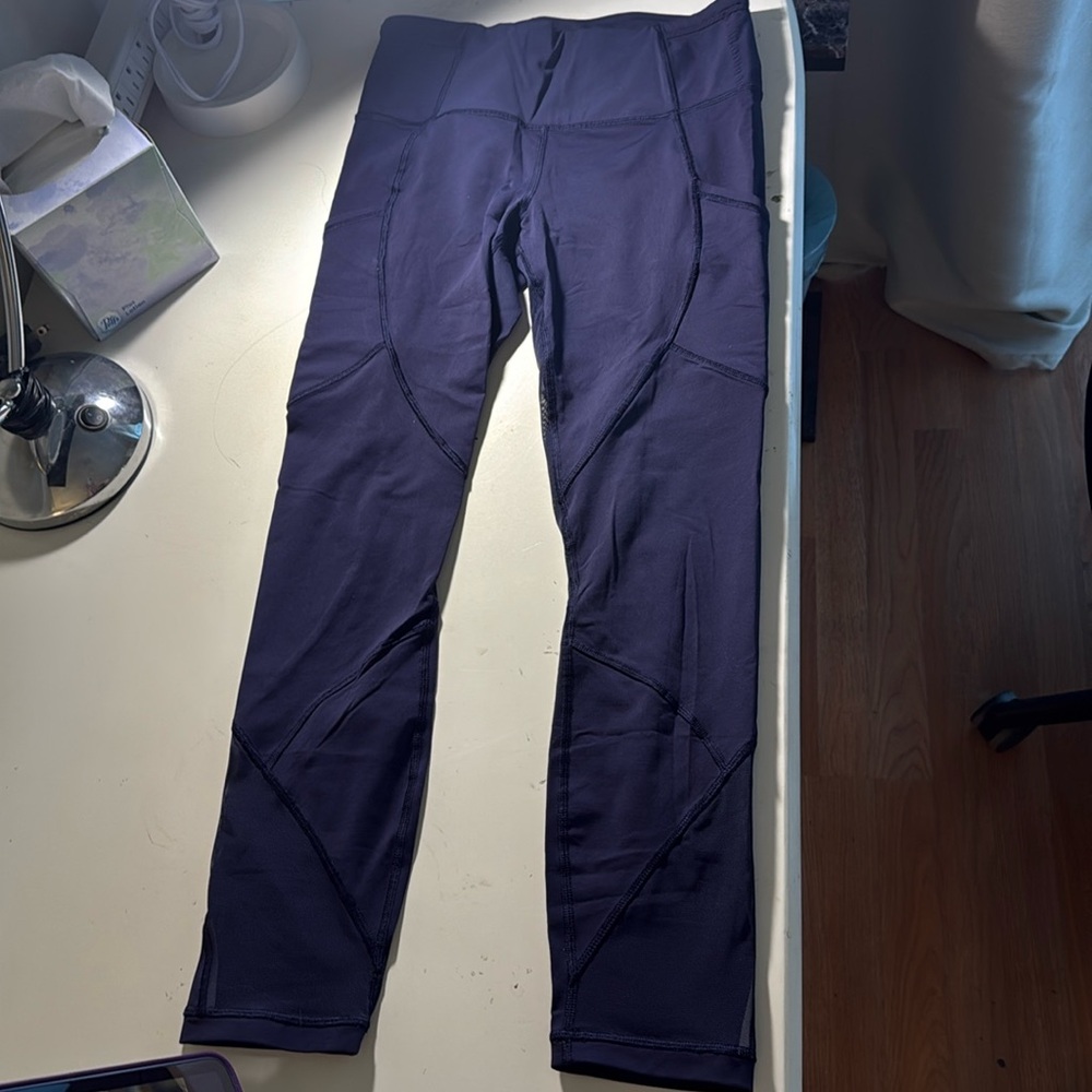 Lululemon Navy Blue Hi-Rise Mesh Reflective Tights